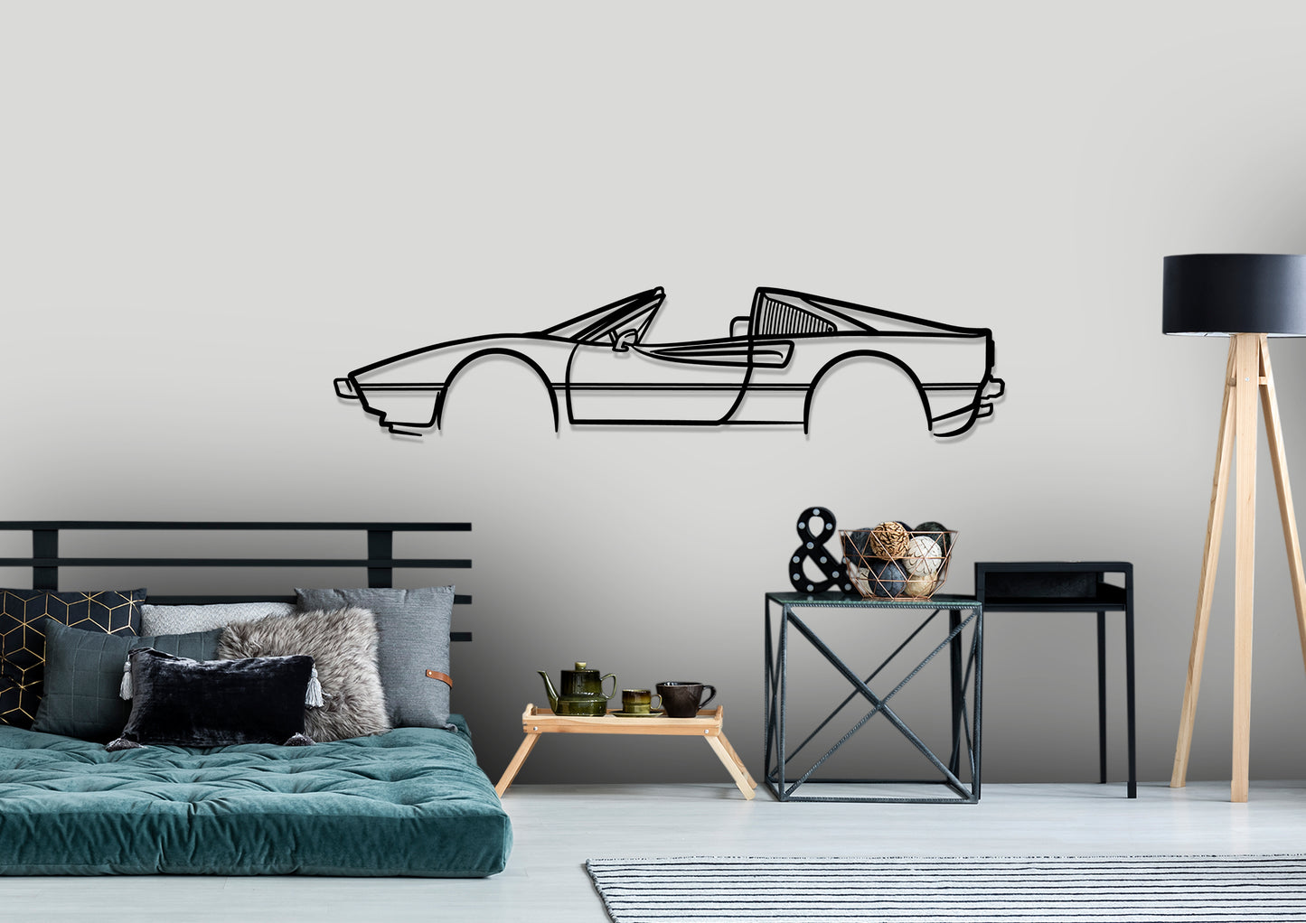 1982 Ferrari 308 GTSi Detailed Silhouette Metal Wall Art