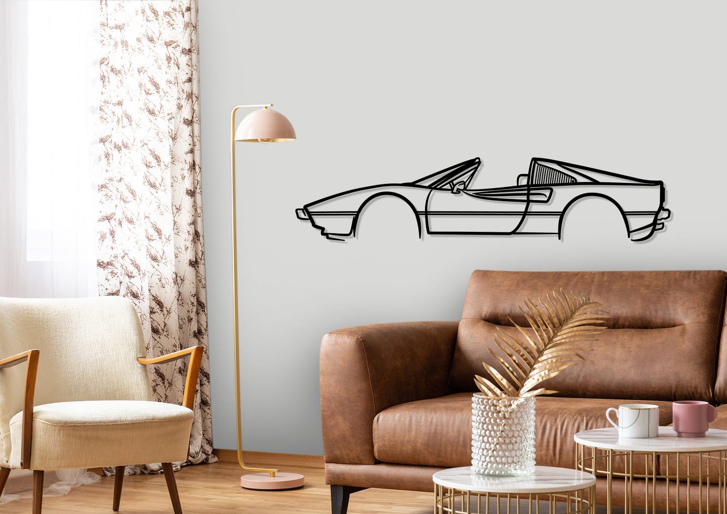 1982 Ferrari 308 GTSi Detailed Silhouette Metal Wall Art