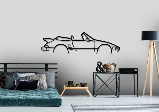 1986 Porsche Turbo Slant Nose Classic Silhouette Metal Wall Art