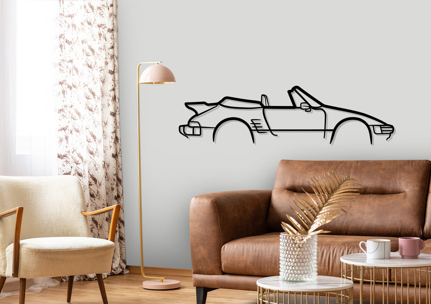 1986 Porsche Turbo Slant Nose Classic Silhouette Metal Wall Art