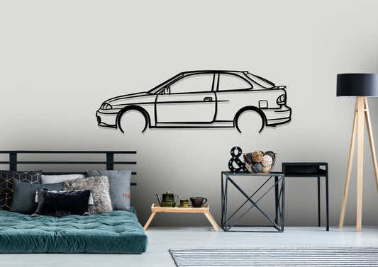 1998 Hyundai Excel Detailed Silhouette Metal Wall Art