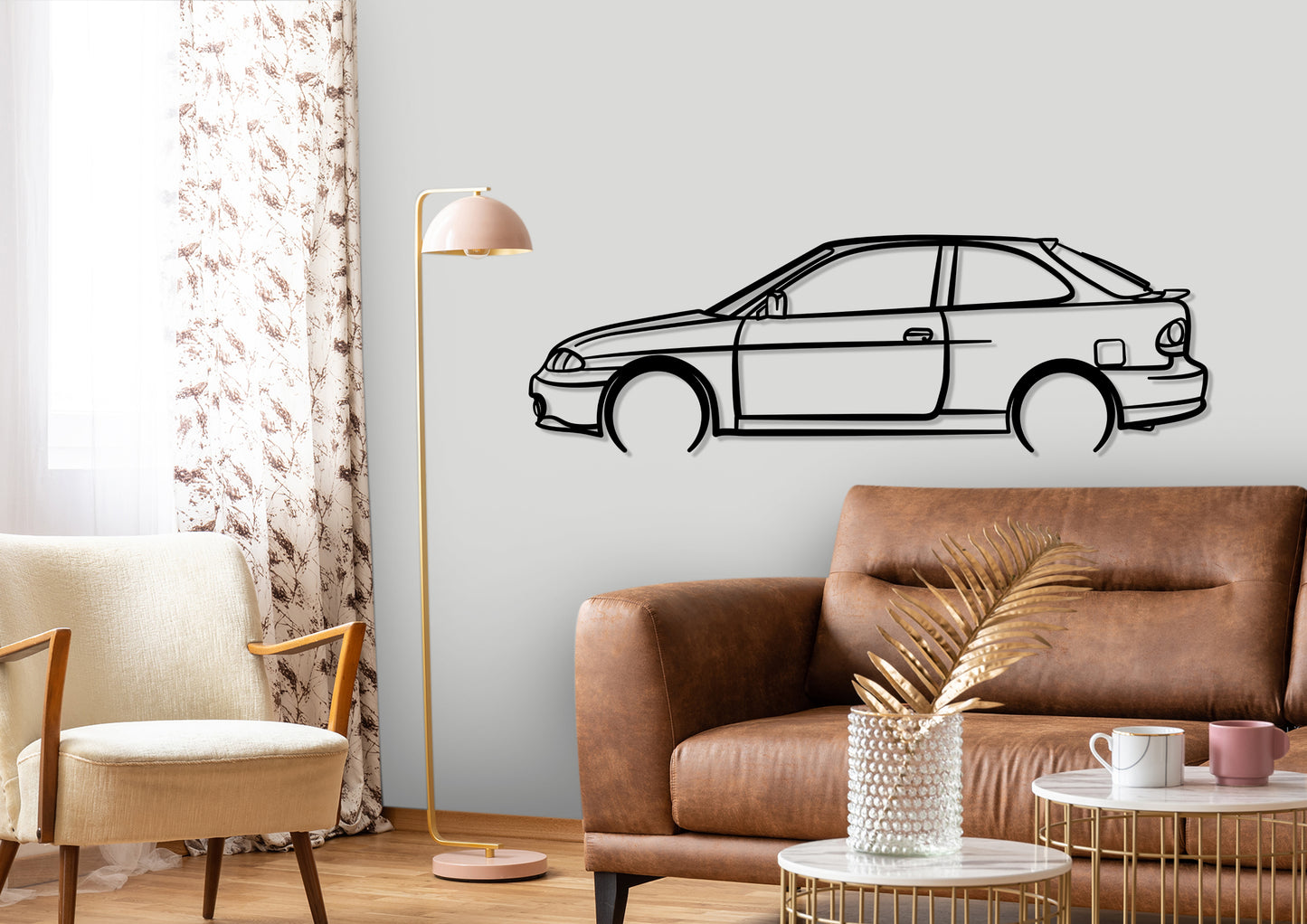 1998 Hyundai Excel Detailed Silhouette Metal Wall Art