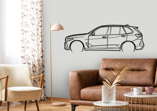 2020 BMW X5 M Competition Detailed Silhouette Metal Wall Art