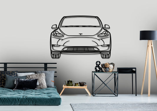 2022 Tesla Model Y Front Silhouette Metal Art Stand