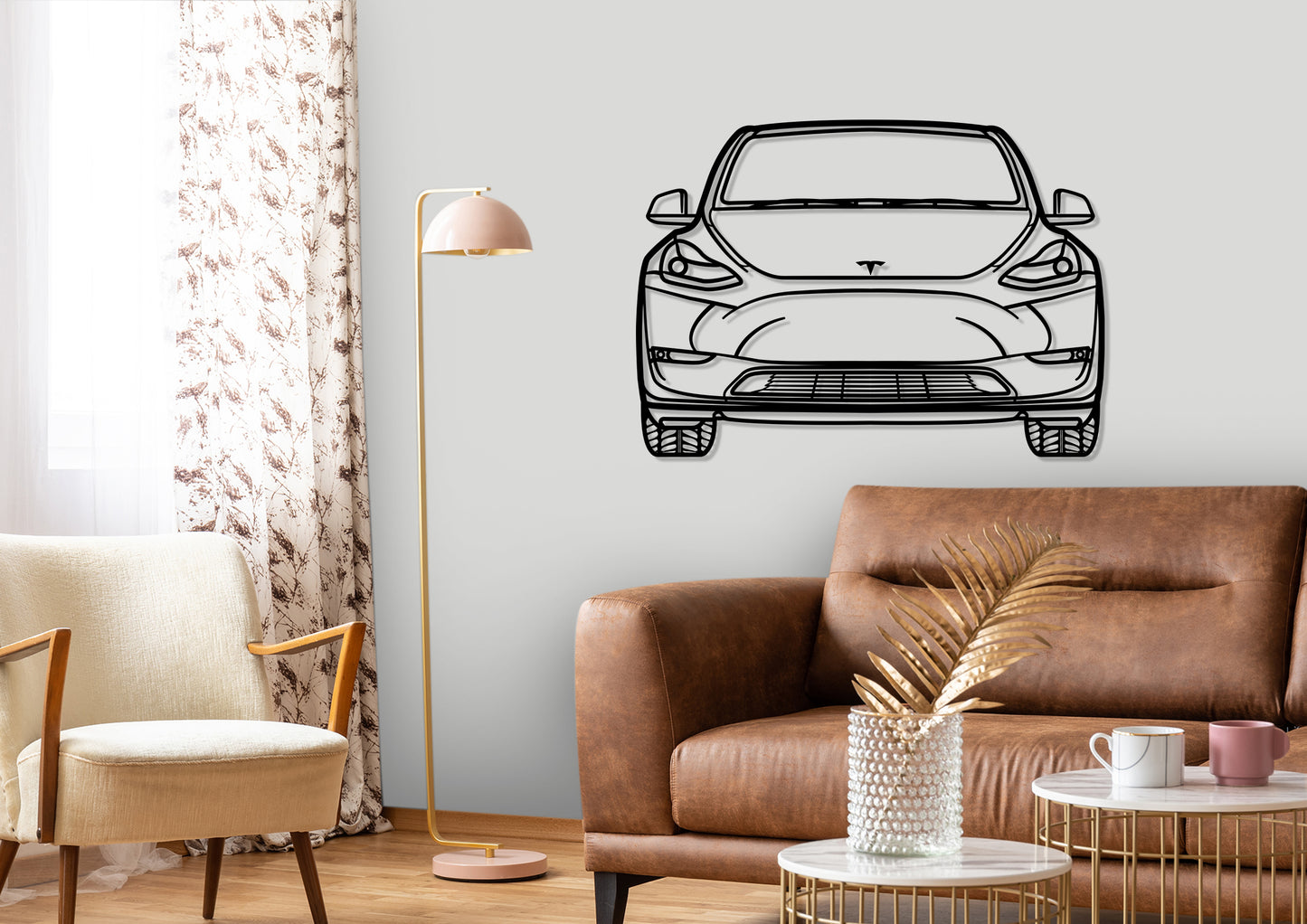 2022 Tesla Model Y Front Silhouette Metal Art Stand