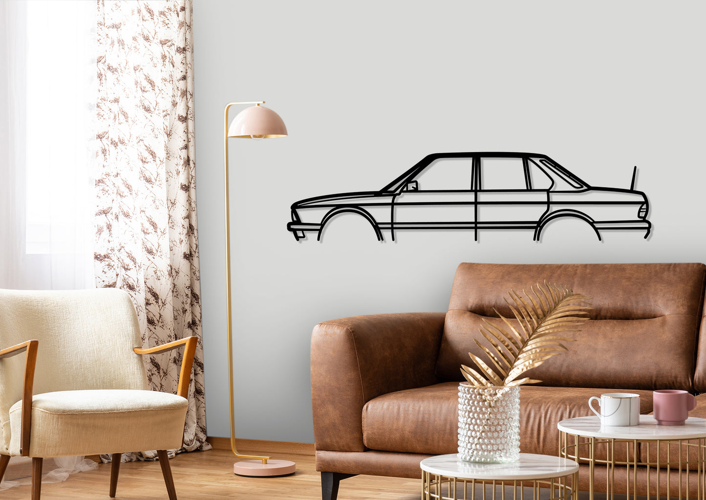 BMW E28 525e Sedan Classic Silhouette Metal Wall Art