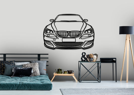 BMW M5 E60 Front Silhouette Metal Wall Art