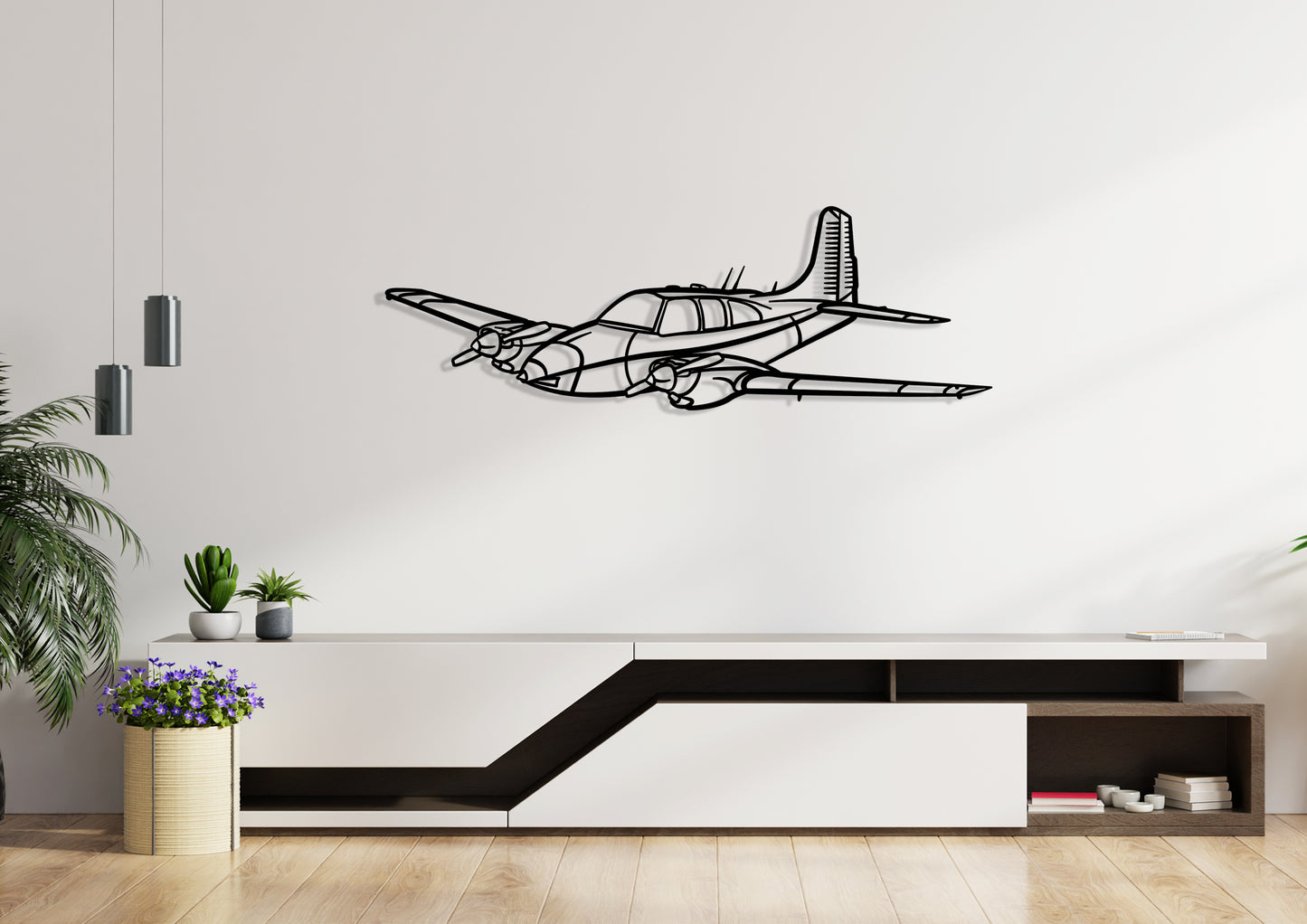 Beechcraft-95-D55 Silhouette Metal Wall Art