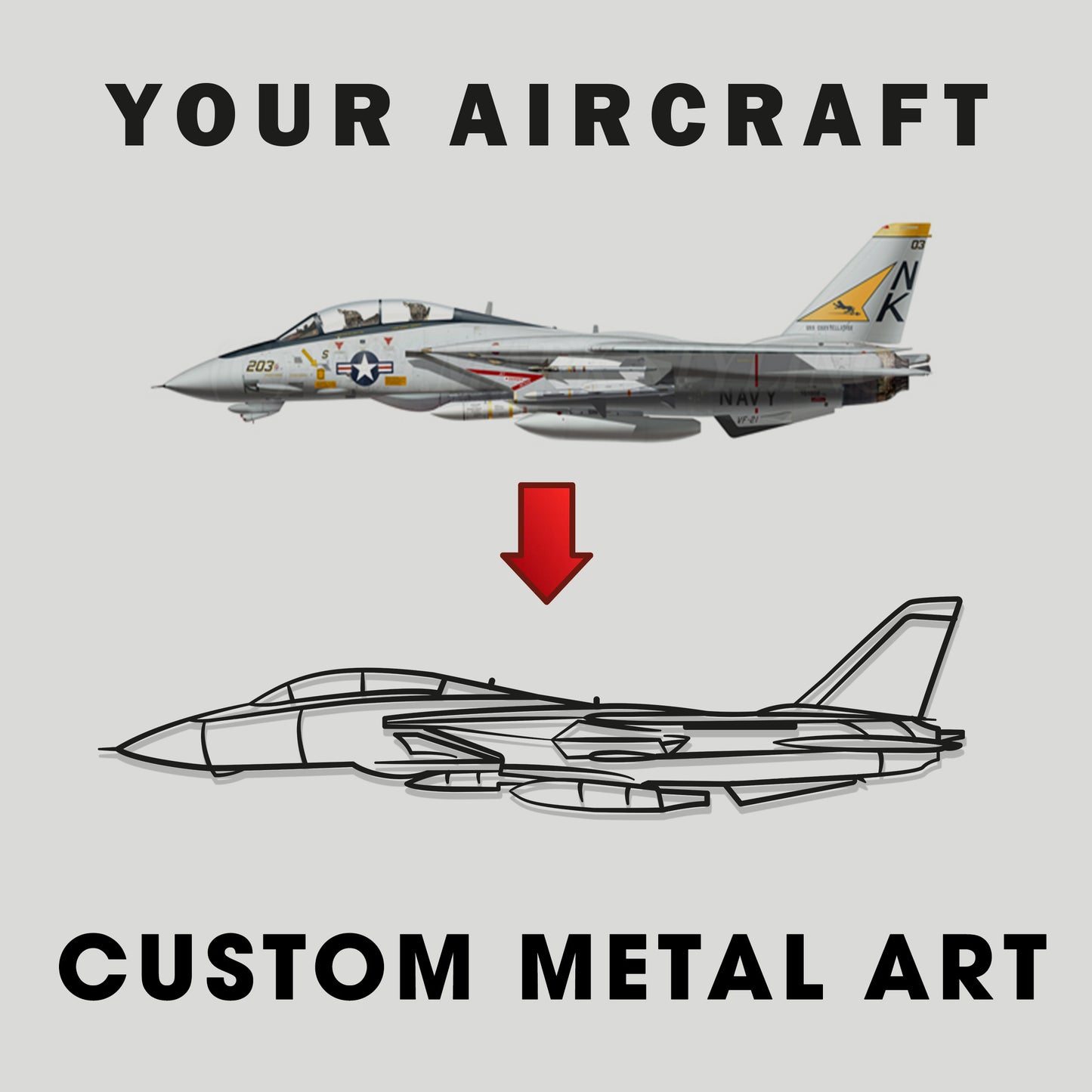 Your Custom Aircraft Silhouette Metal Wall Art