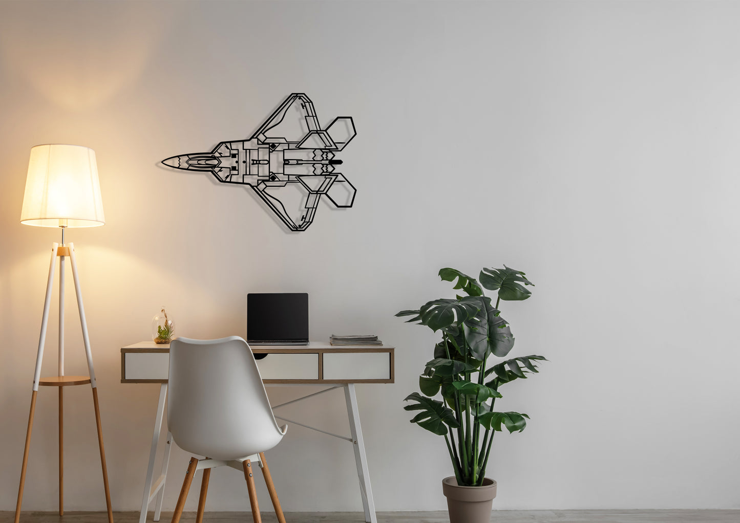 Lockheed-Martin-F-22-Raptor-Top Silhouette Metal Wall Art