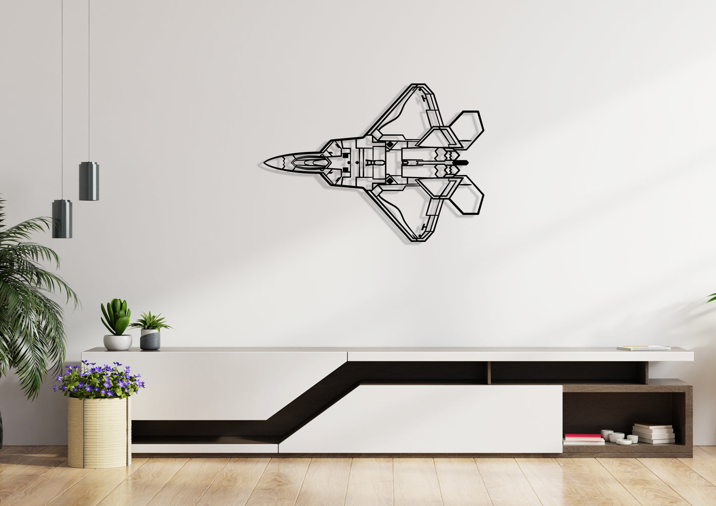 Lockheed-Martin-F-22-Raptor-Top Silhouette Metal Wall Art