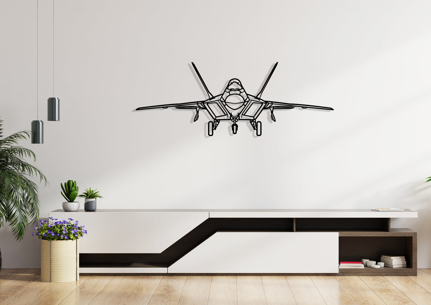 Lockheed-Martin-F-22-Raptor_Front Silhouette Metal Wall Art