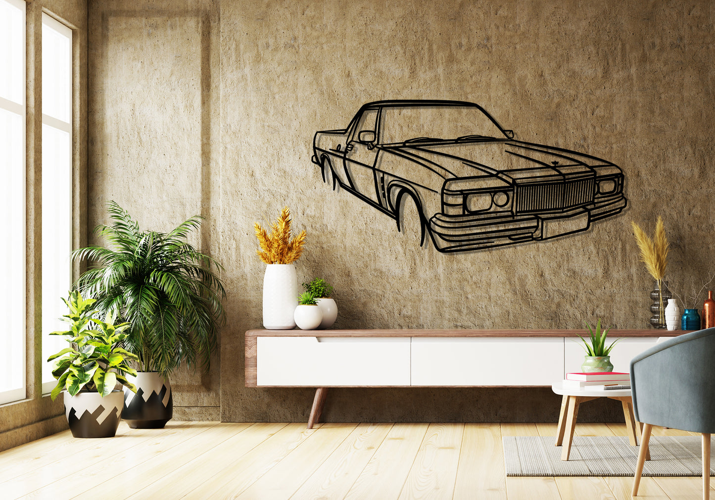 1982 Holden WB Ute Front Angle Silhouette Metal Wall Art