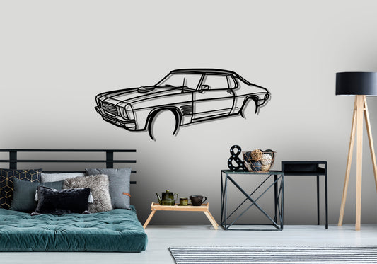 1972 HQ Holden Monaro Front Angle Silhouette Metal Wall Art