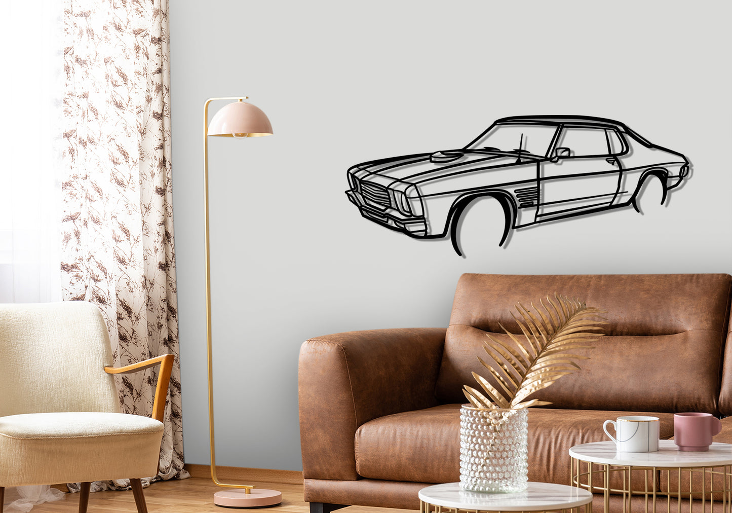 1972 HQ Holden Monaro Front Angle Silhouette Metal Wall Art