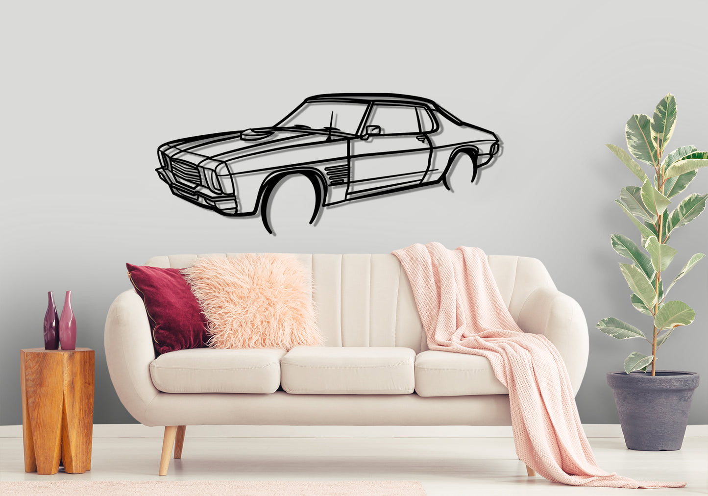 1972 HQ Holden Monaro Front Angle Silhouette Metal Wall Art