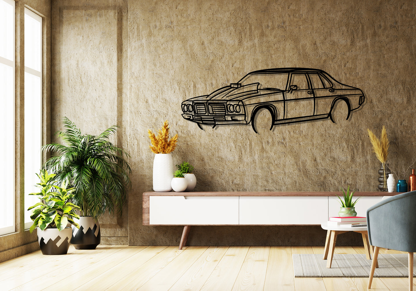 1973 Holden HQ Front Angle Silhouette Metal Wall Art