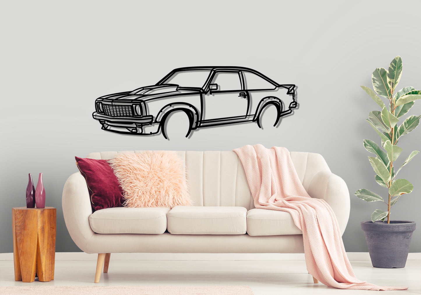 1976 Holden Torana Hatchback Front Angle Silhouette Metal Wall Art