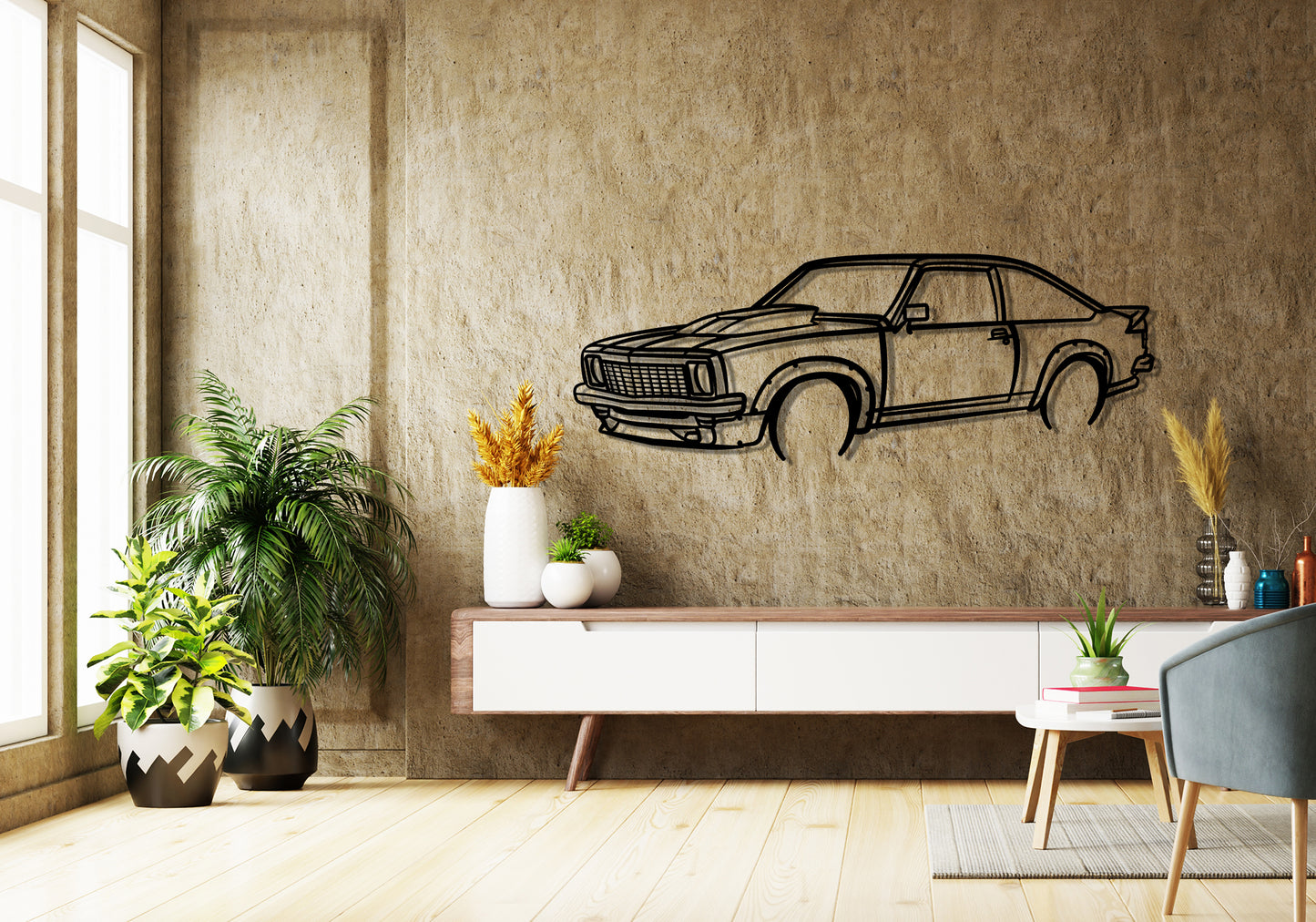 1976 Holden Torana Hatchback Front Angle Silhouette Metal Wall Art