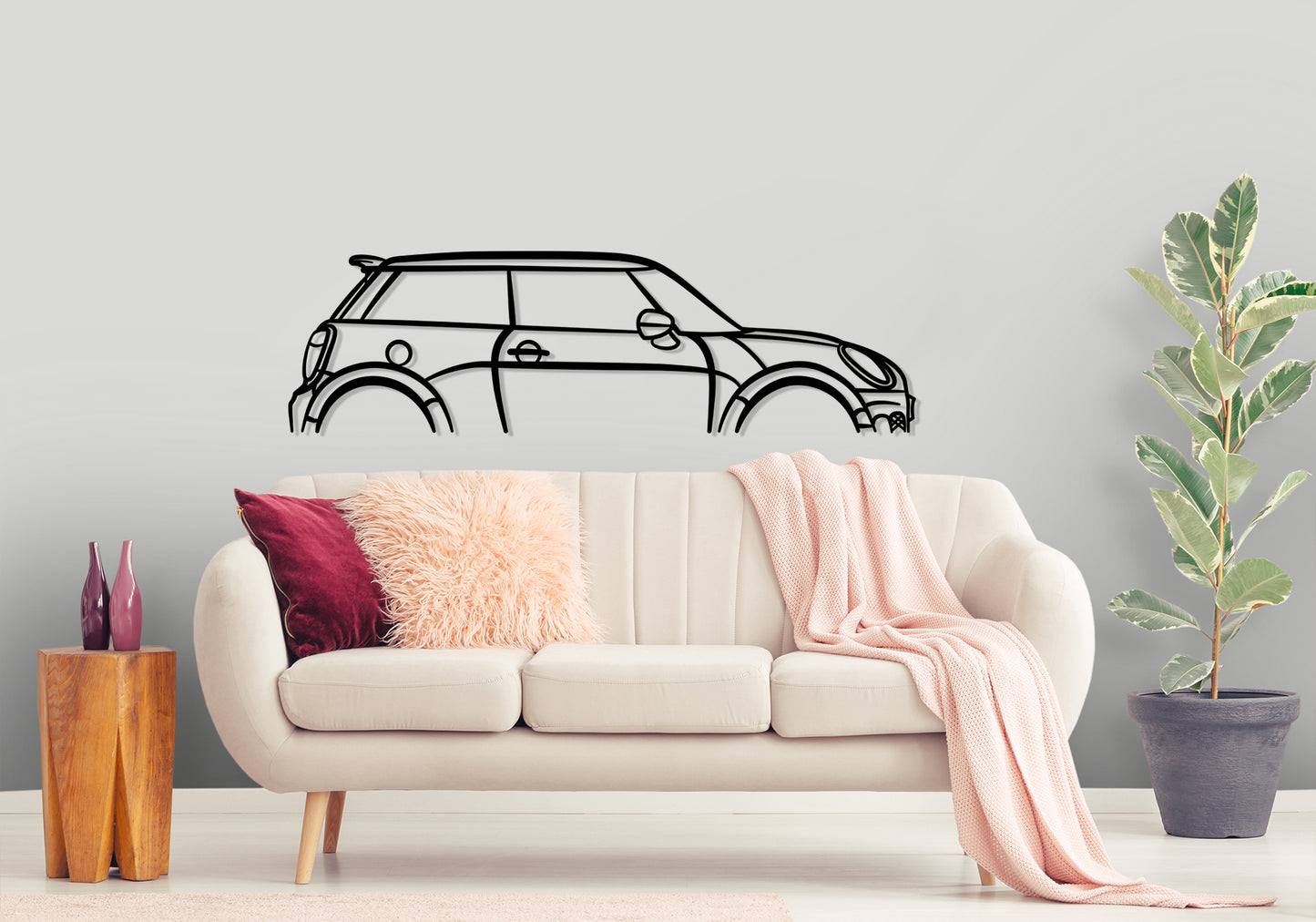 2020 Mini John Cooper Works Hatchback  Classic Silhouette Metal Wall Art