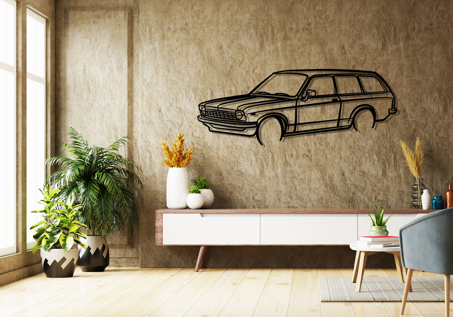 1979 Holden Gemini wagon Front Angle Silhouette Metal Wall Art