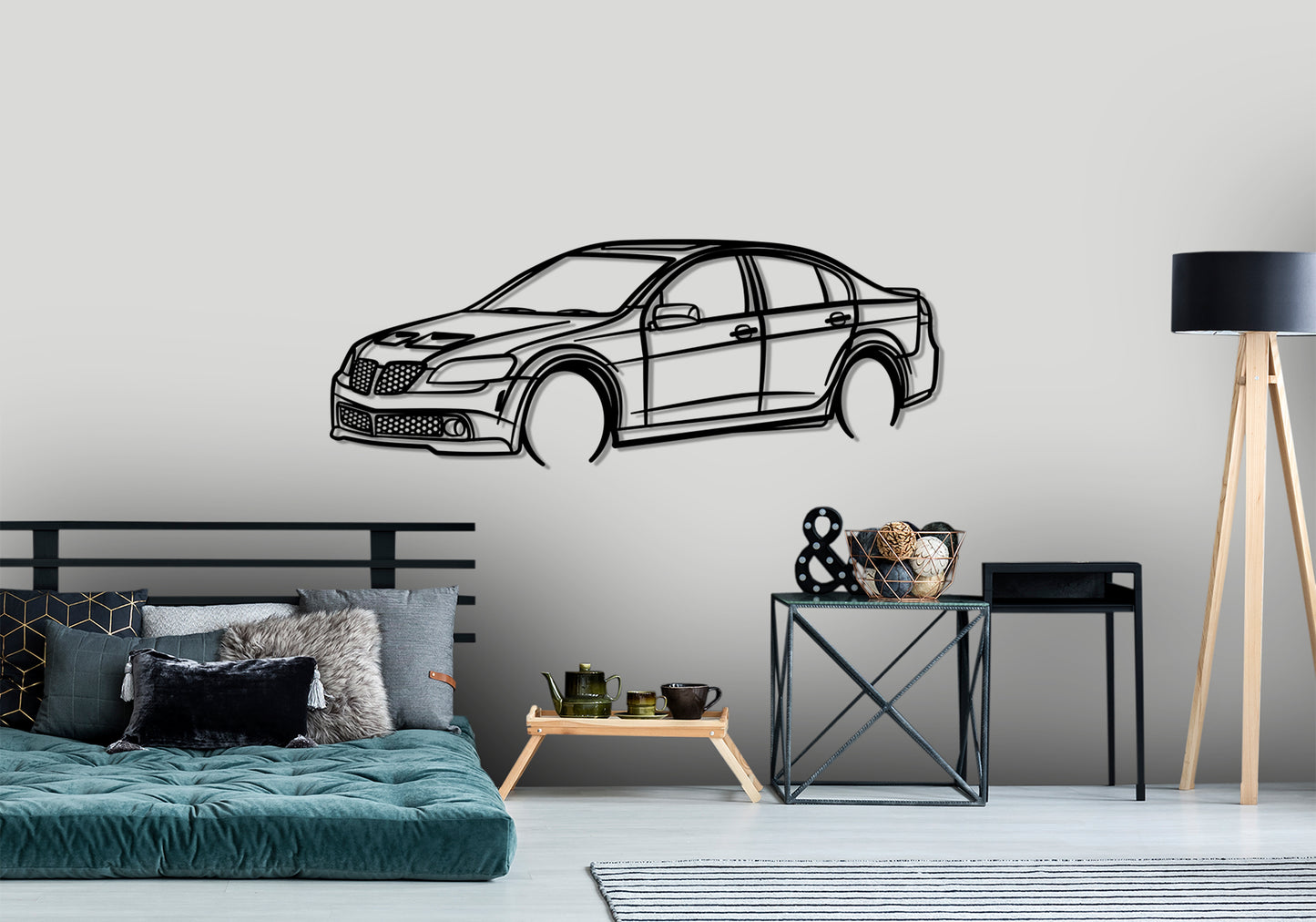 2009 Holden Commodore VE SSV S G8 Front Angle Silhouette Metal Wall Art