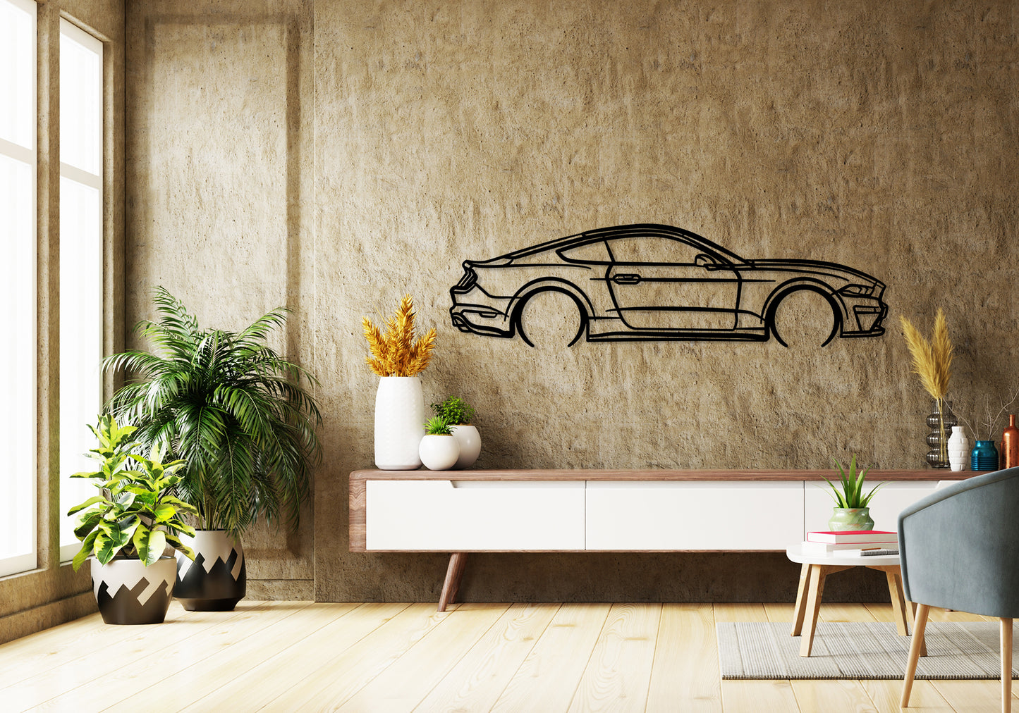 2019 FN Mustang GT - Detailed Silhouette Metal Wall Art