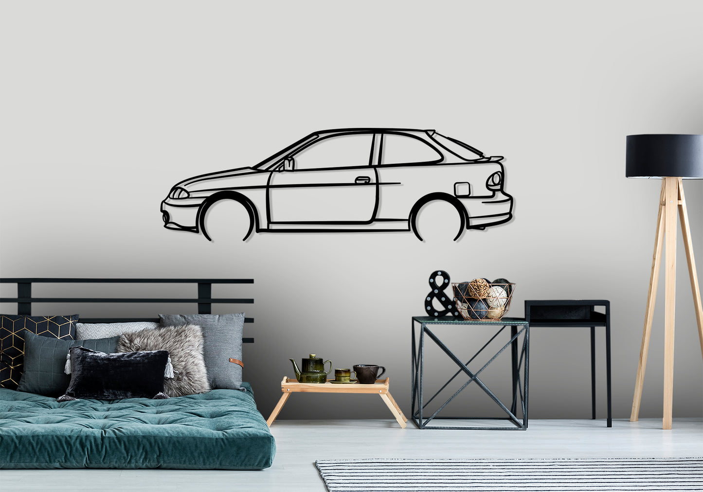 1998 Hyundai Excel - Detailed Silhouette Metal Wall Art