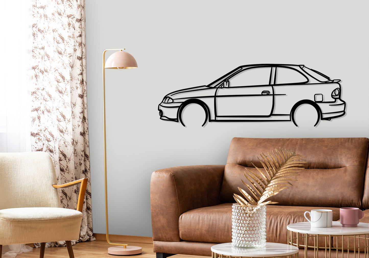 1998 Hyundai Excel - Detailed Silhouette Metal Wall Art