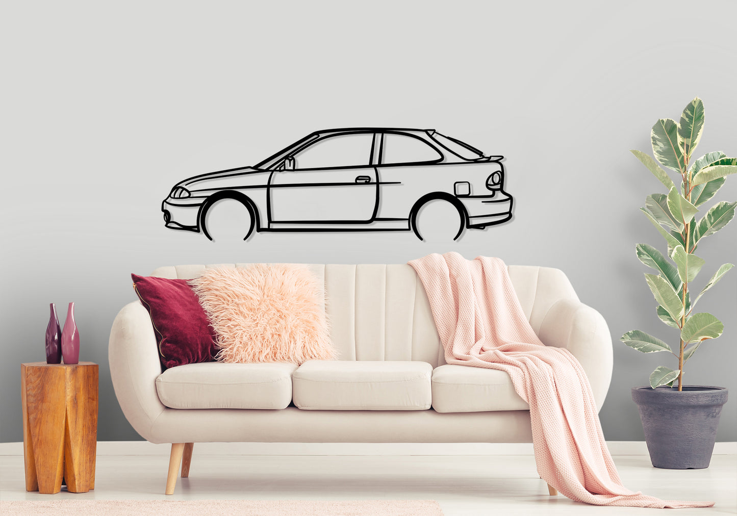 1998 Hyundai Excel - Detailed Silhouette Metal Wall Art