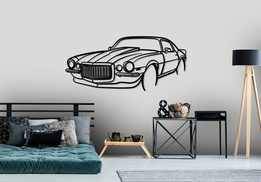 1972 Chevrolet Camaro Z28-RS Front Angle Silhouette Metal Wall Art