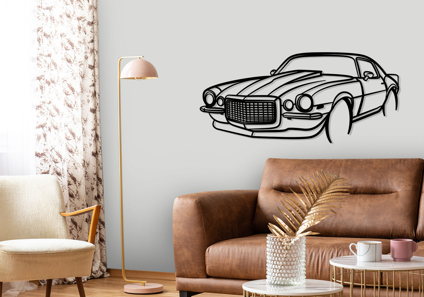 1972 Chevrolet Camaro Z28-RS Front Angle Silhouette Metal Wall Art