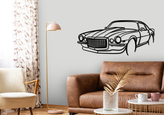 1972 Chevrolet Camaro Z28-RS Front Angle Silhouette Metal Wall Art