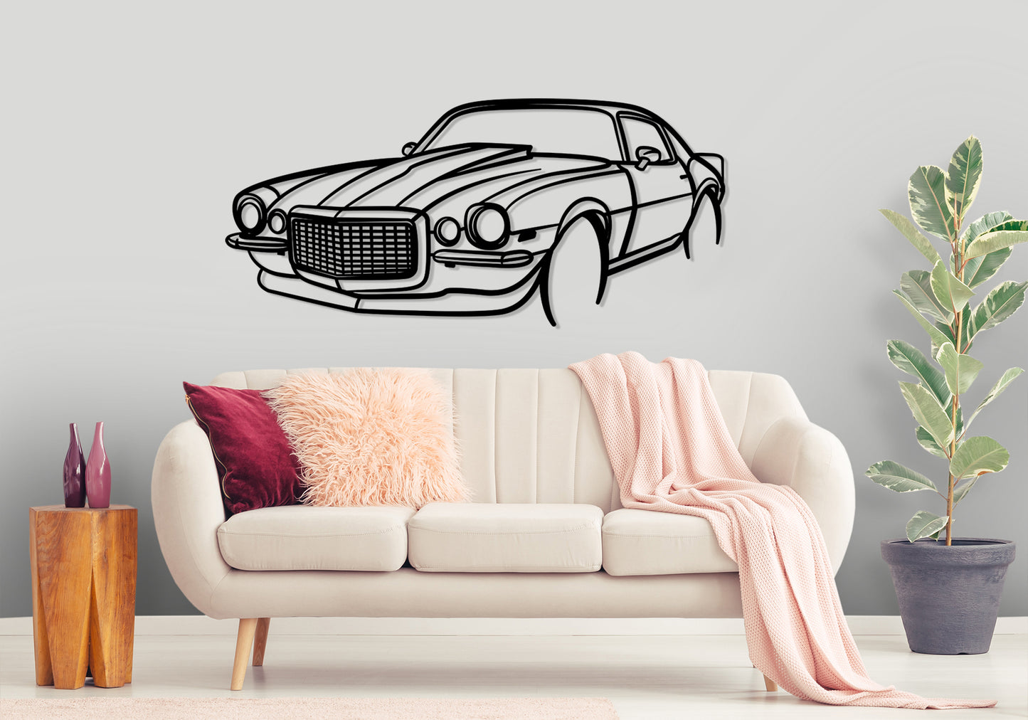 1972 Chevrolet Camaro Z28-RS Front Angle Silhouette Metal Wall Art