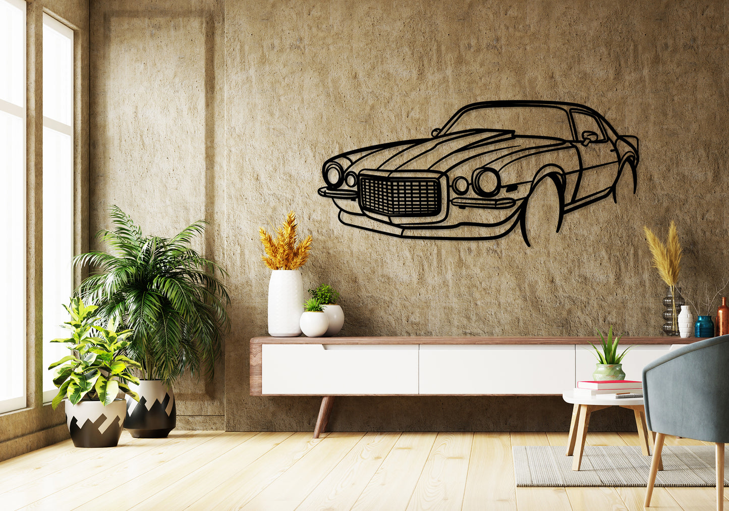 1972 Chevrolet Camaro Z28-RS Front Angle Silhouette Metal Wall Art