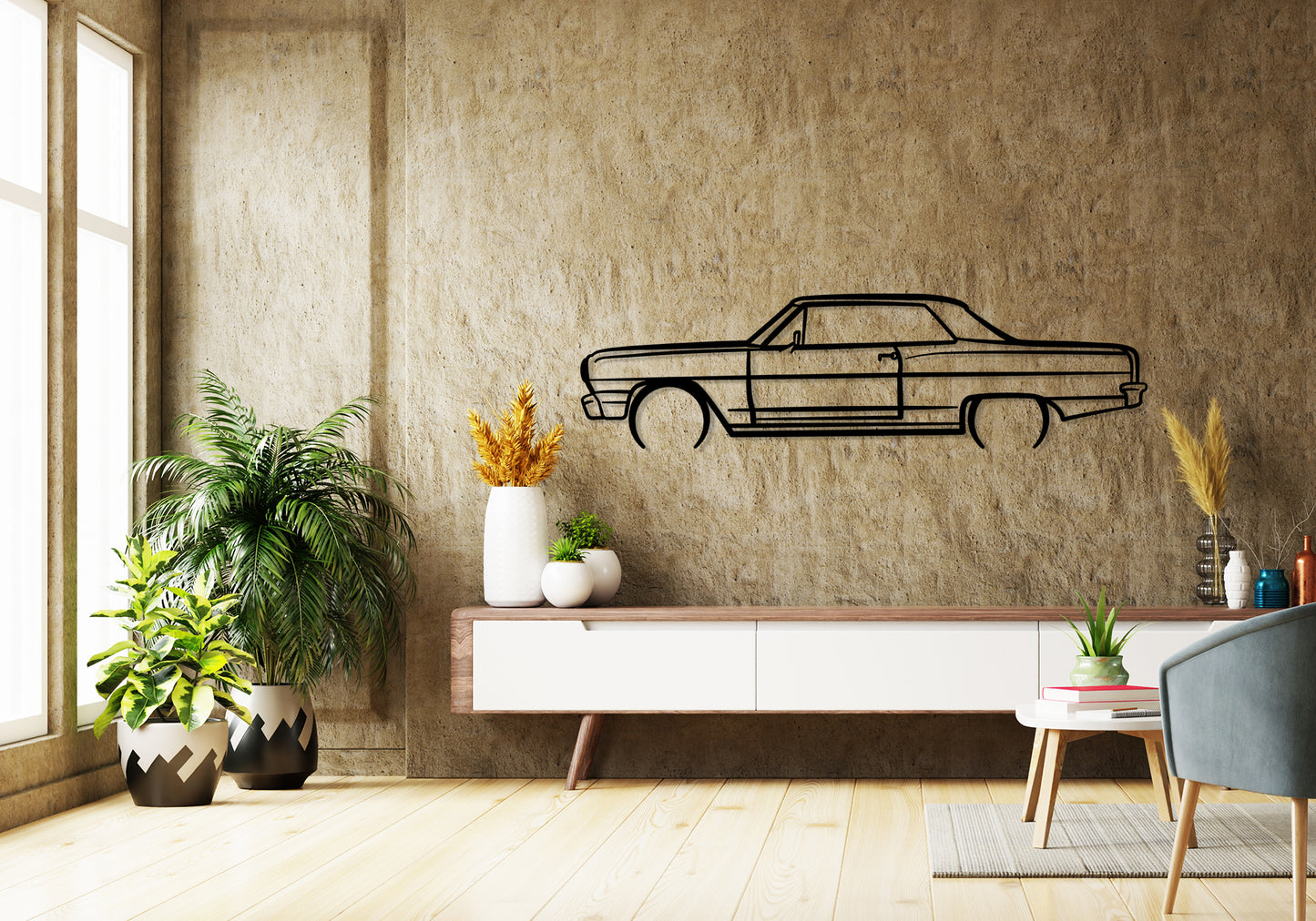 1964 Chevrolet Chevelle SS - Detailed Silhouette Metal Wall Art