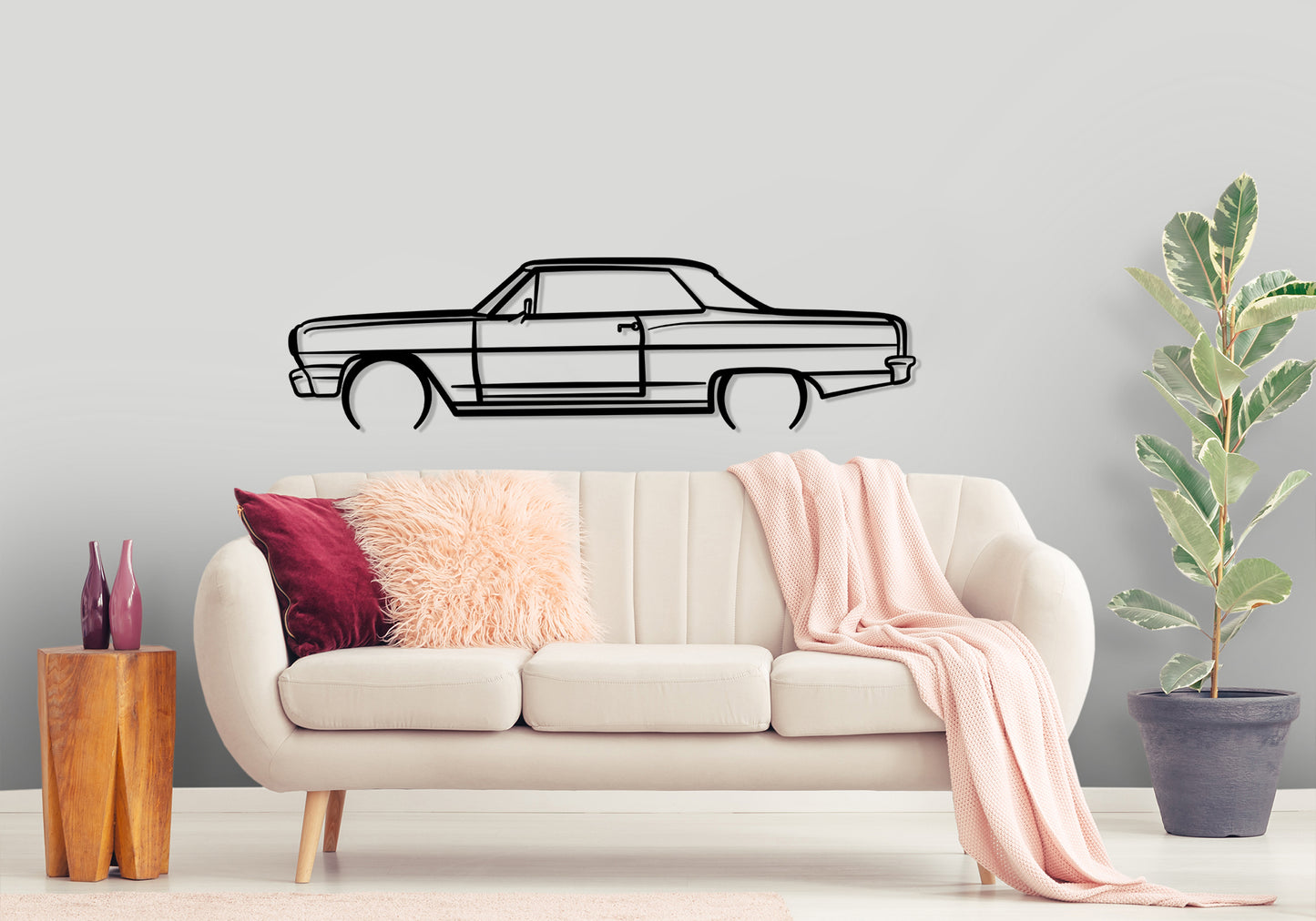 1964 Chevrolet Chevelle SS - Detailed Silhouette Metal Wall Art