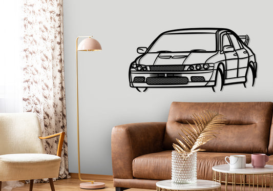 2001 Mitsubishi Lancer Evolution VII -  Front Angle Silhouette Metal Wall Art