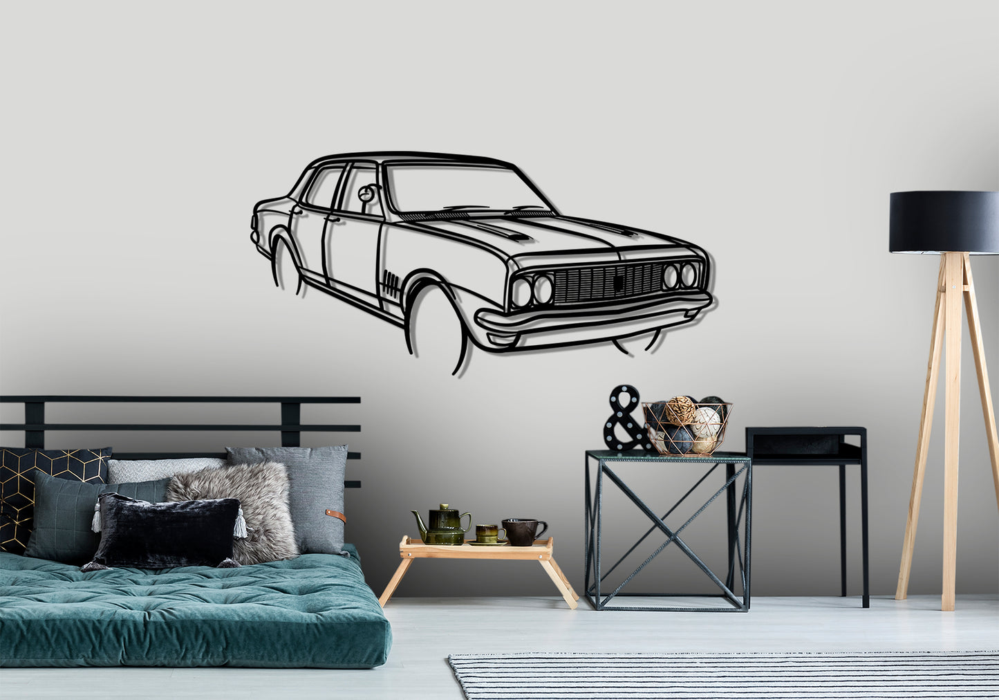 1970 Holden HT Premier Front Angle Silhouette Metal Wall Art