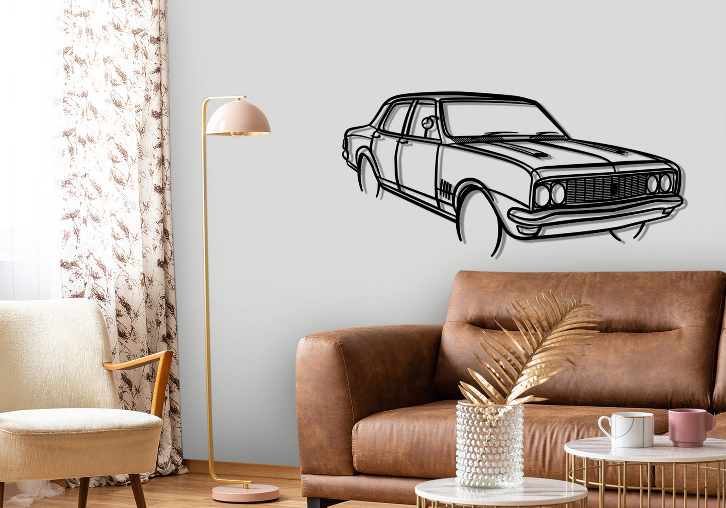 1970 Holden HT Premier Front Angle Silhouette Metal Wall Art