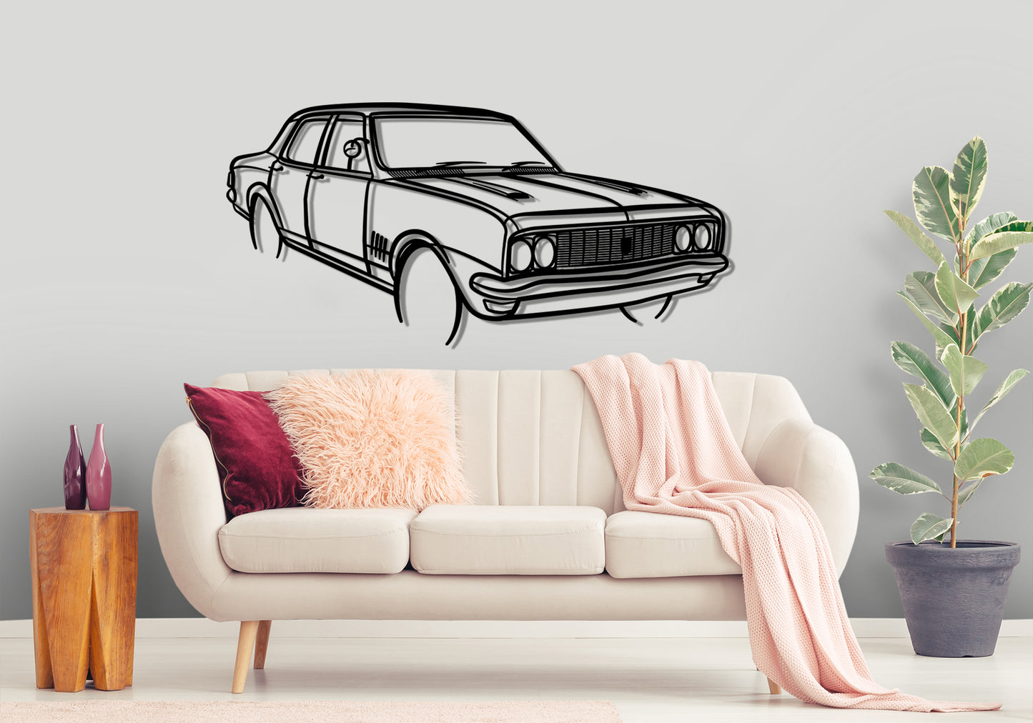 1970 Holden HT Premier Front Angle Silhouette Metal Wall Art