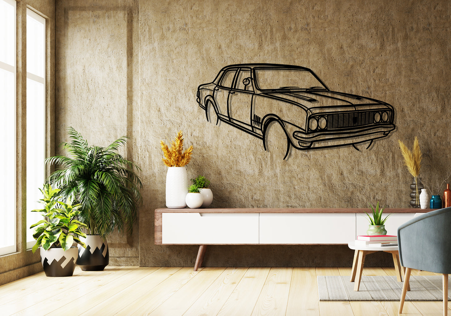 1970 Holden HT Premier Front Angle Silhouette Metal Wall Art