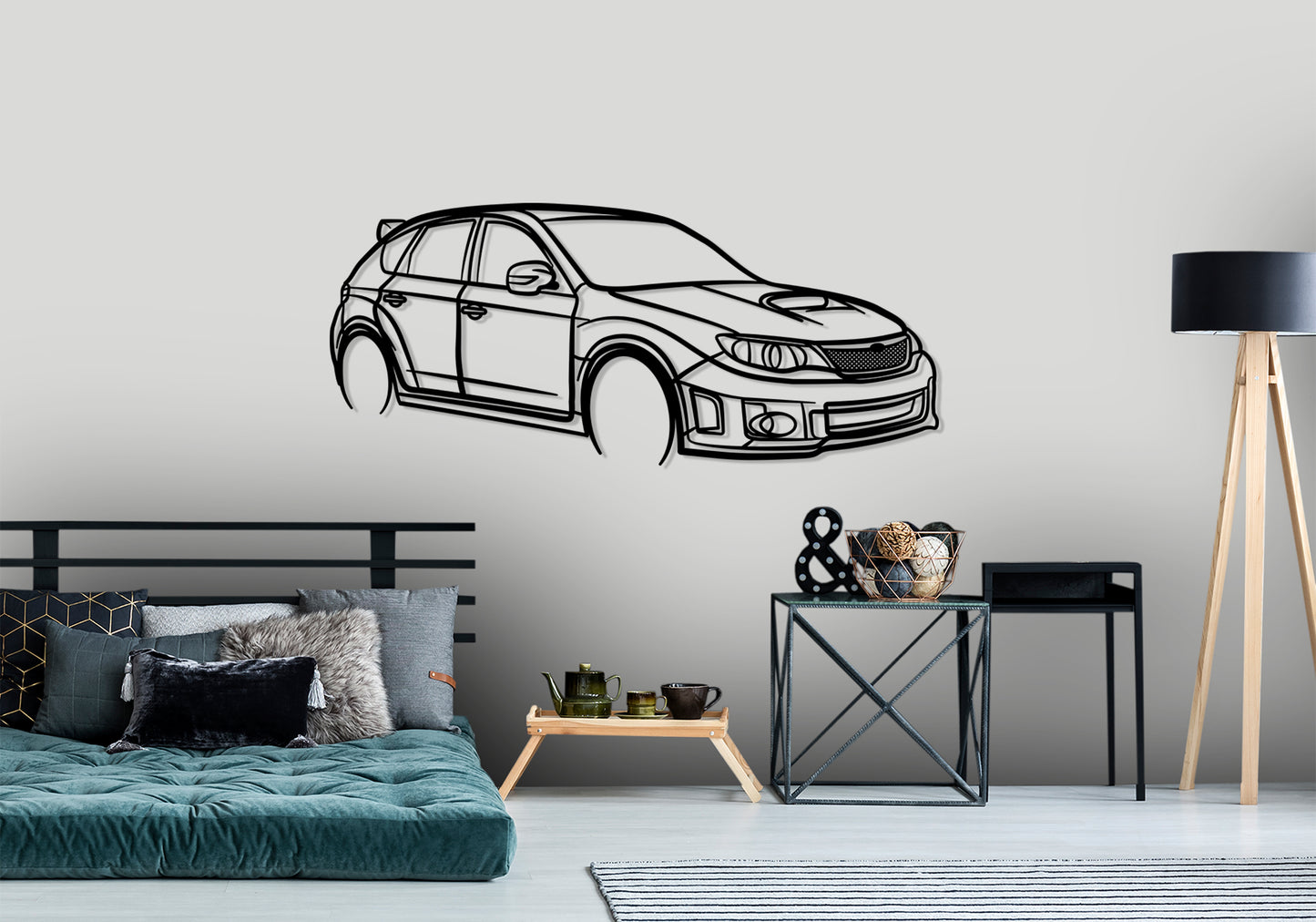 2013 Subaru WRX - Front Angle Silhouette Metal Wall Art