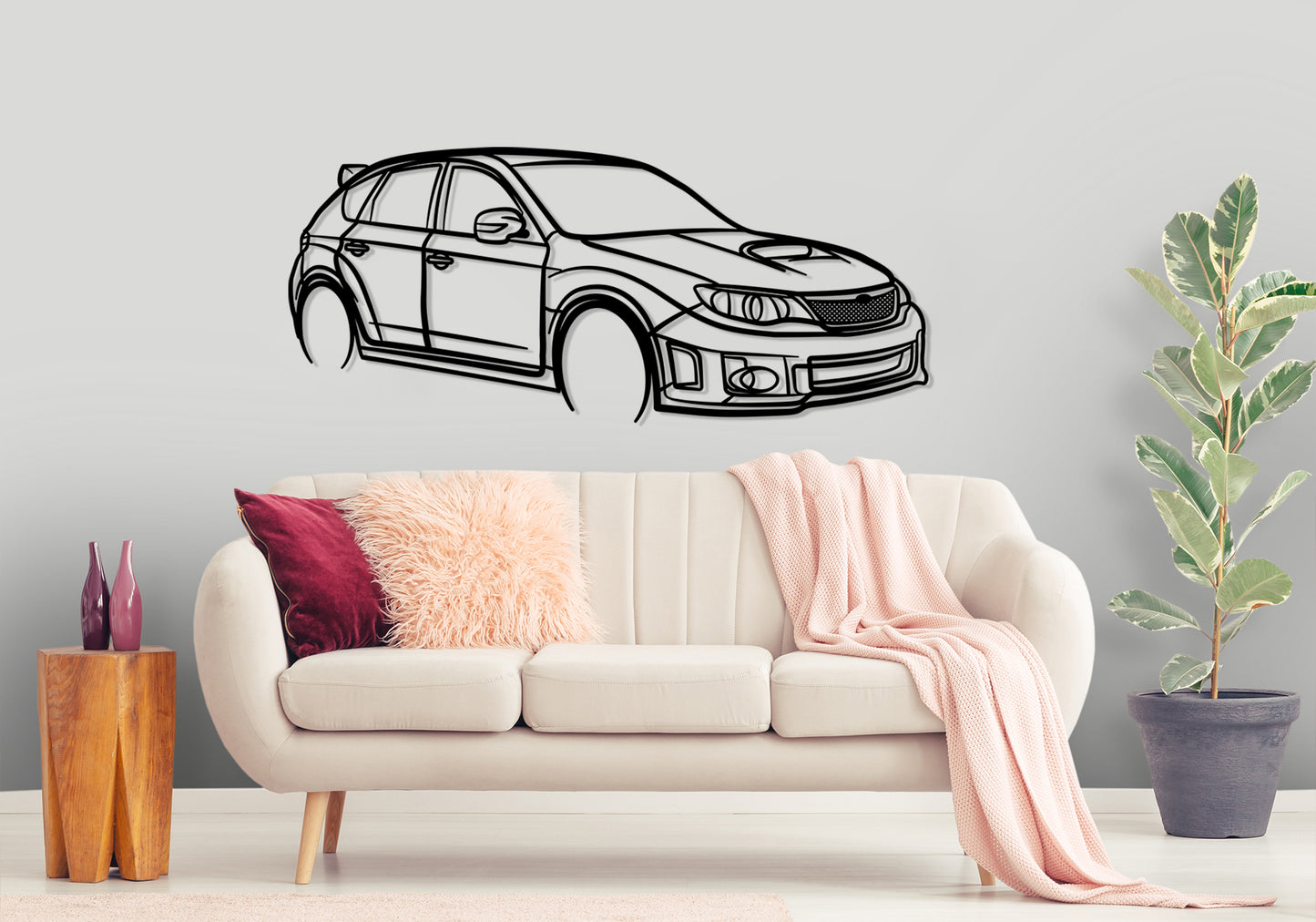 2013 Subaru WRX - Front Angle Silhouette Metal Wall Art