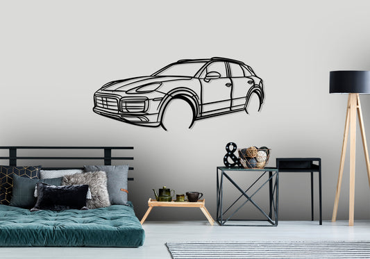 2021 Porsche Cayanne GTS  - Front Angle Silhouette Metal Wall Art