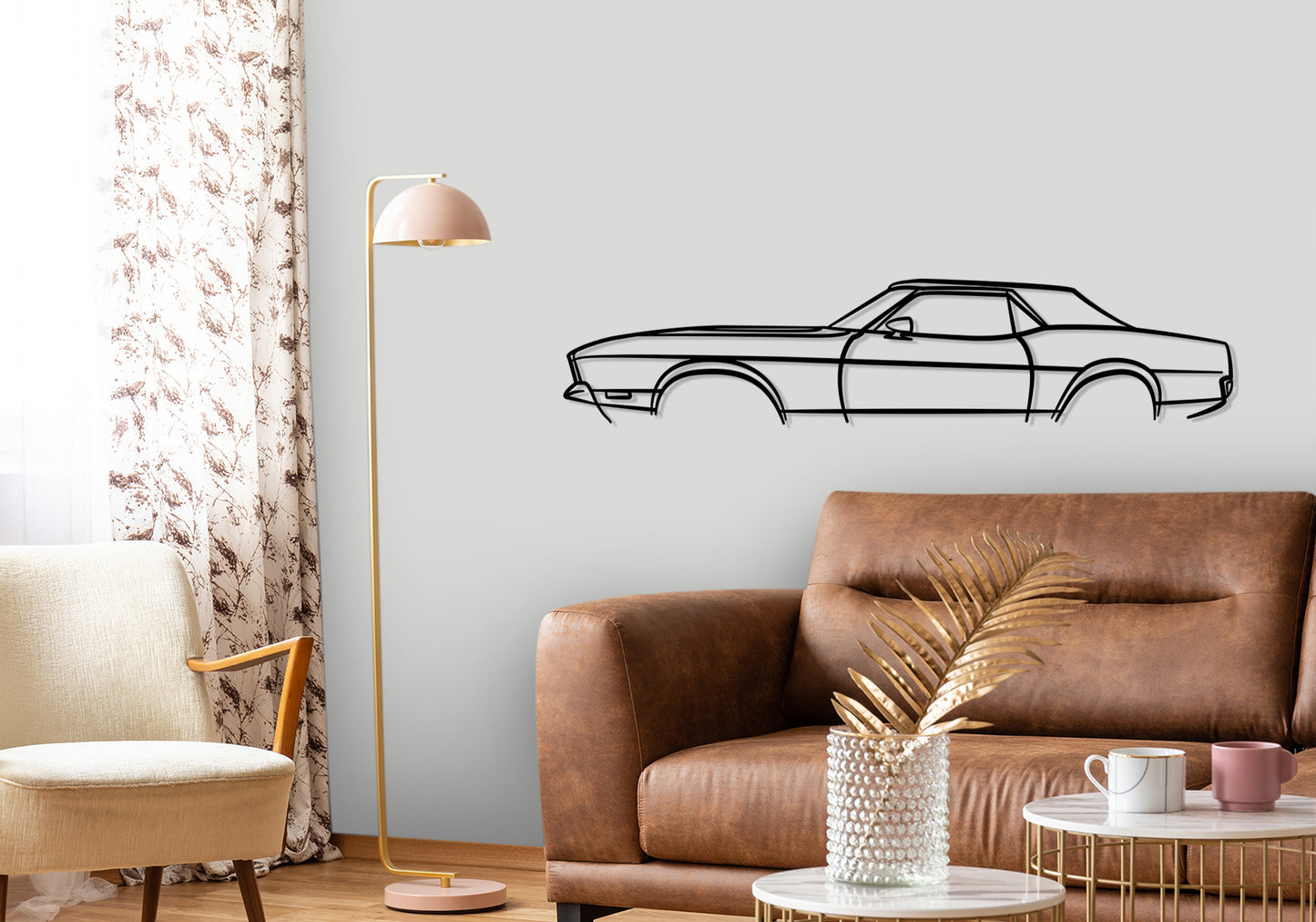 1971 mustang convertible - Classic Silhouette Metal Wall Art