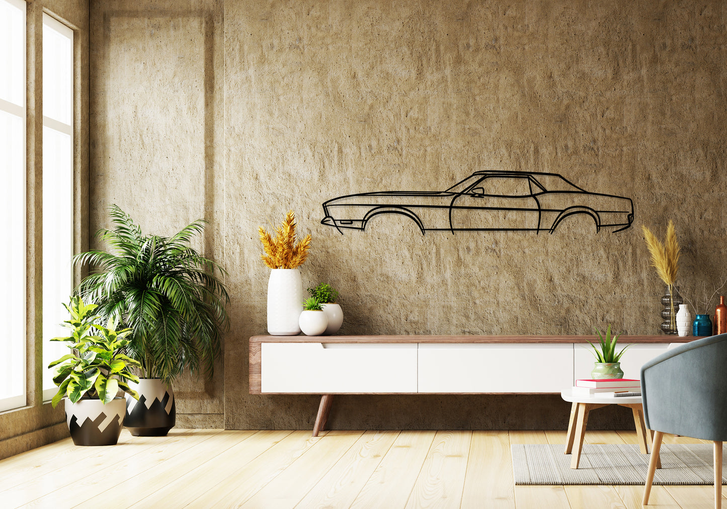 1971 mustang convertible - Classic Silhouette Metal Wall Art