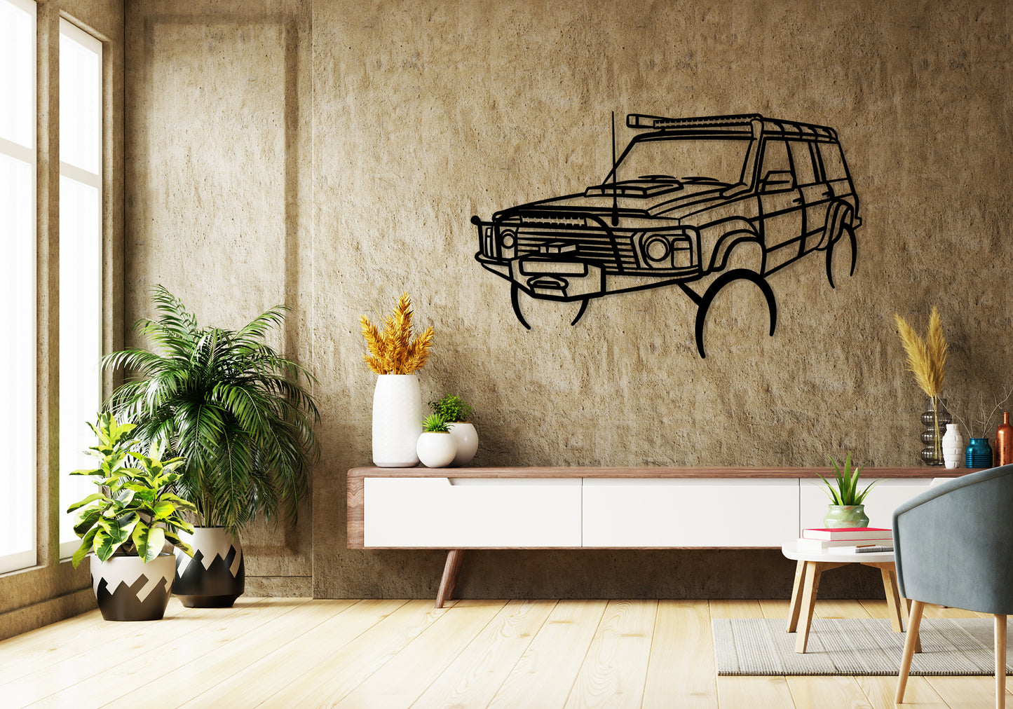 1996 Nissan GQ Patrol - Front Angle Silhouette Metal Wall Art