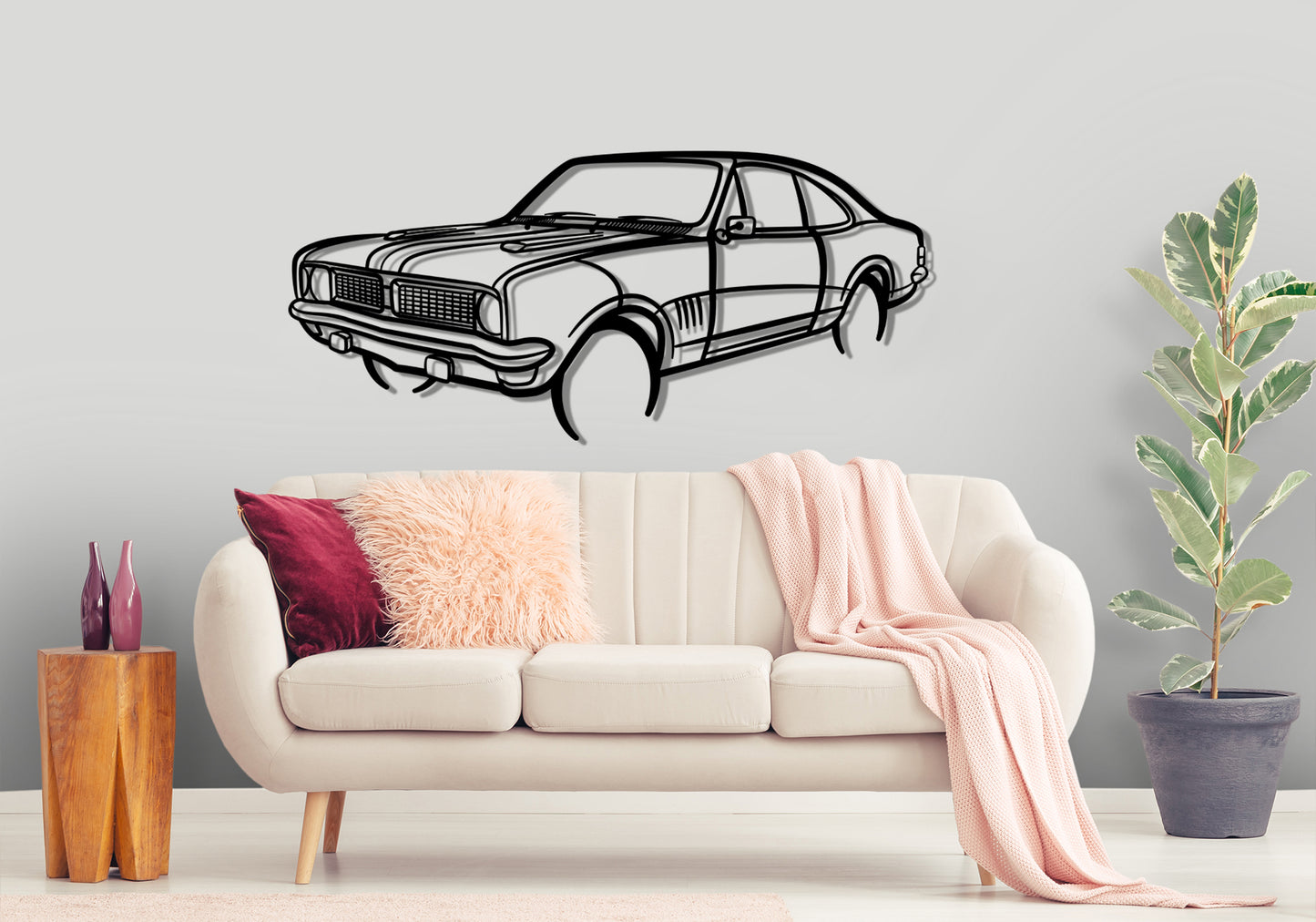 1970 HG Holden Monaro Front Angle Silhouette Metal Wall Art