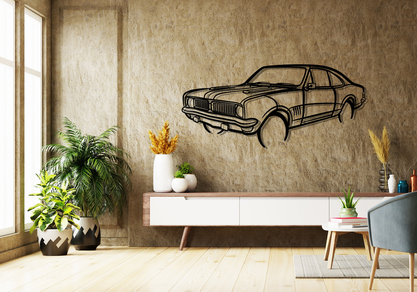 1970 HG Holden Monaro Front Angle Silhouette Metal Wall Art